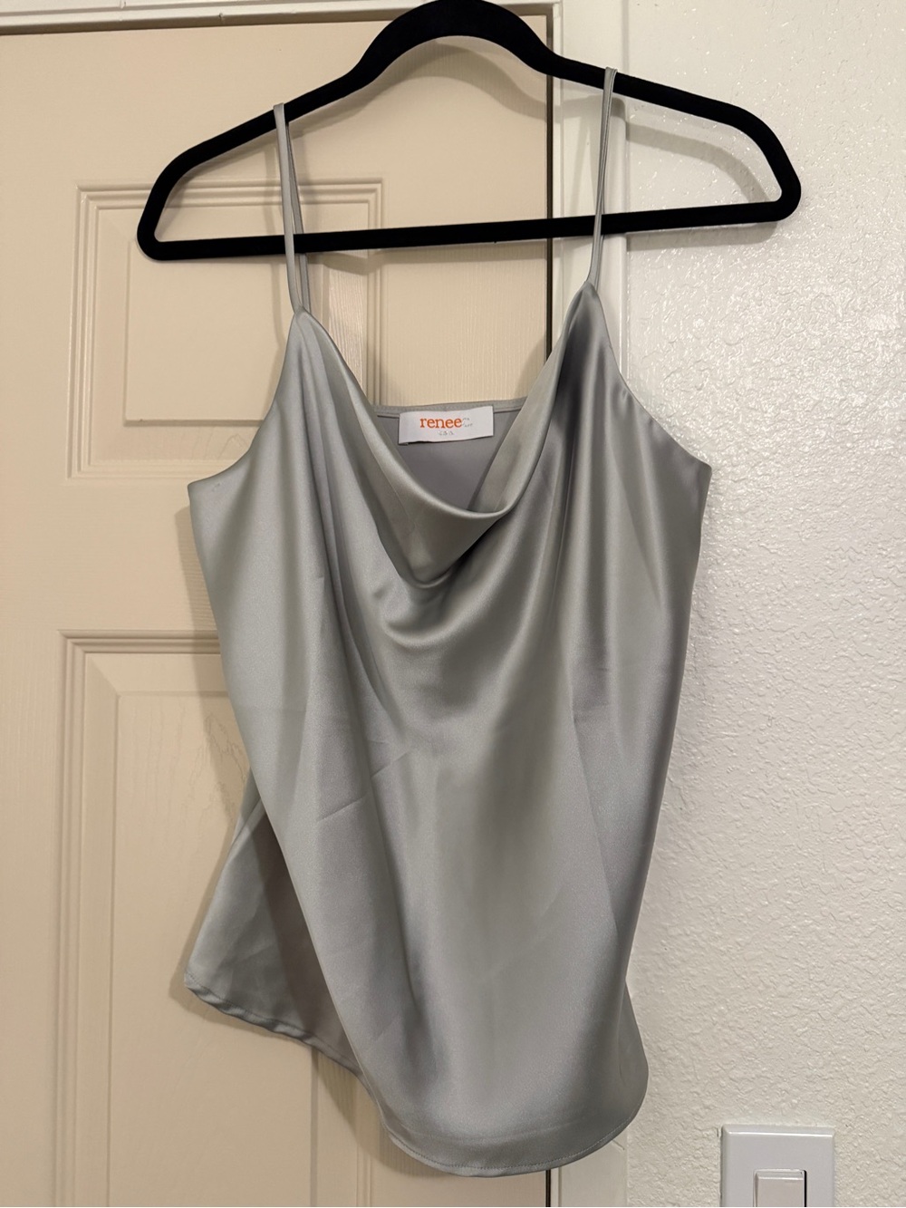 Renee C. Silver Satin Cowl Cami